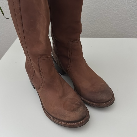 Halogen Leather Riding Boots Brown Tall Knee High Women’s Size 6 1/2B - Picture 2 of 13